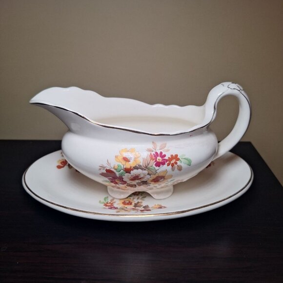 Royal Staffordshire Gravy Boat England Floral Saucer Plate 2 Piece Set Wilkinson - Picture 4 of 8